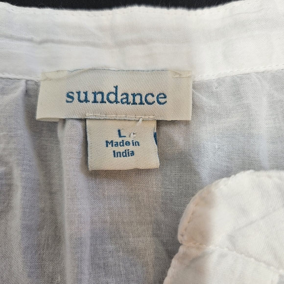 Sundance Large White Voluminous Eyelet Tunic Blouse Oversized Boxy Long Sleeves - Picture 5 of 6